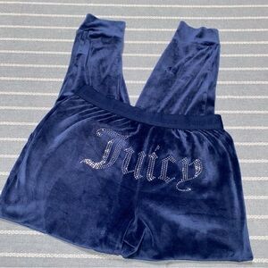 Juicy Couture ‘Juicy’ Rhinestone Velvet Y2K Navy‎ Joggers Medium